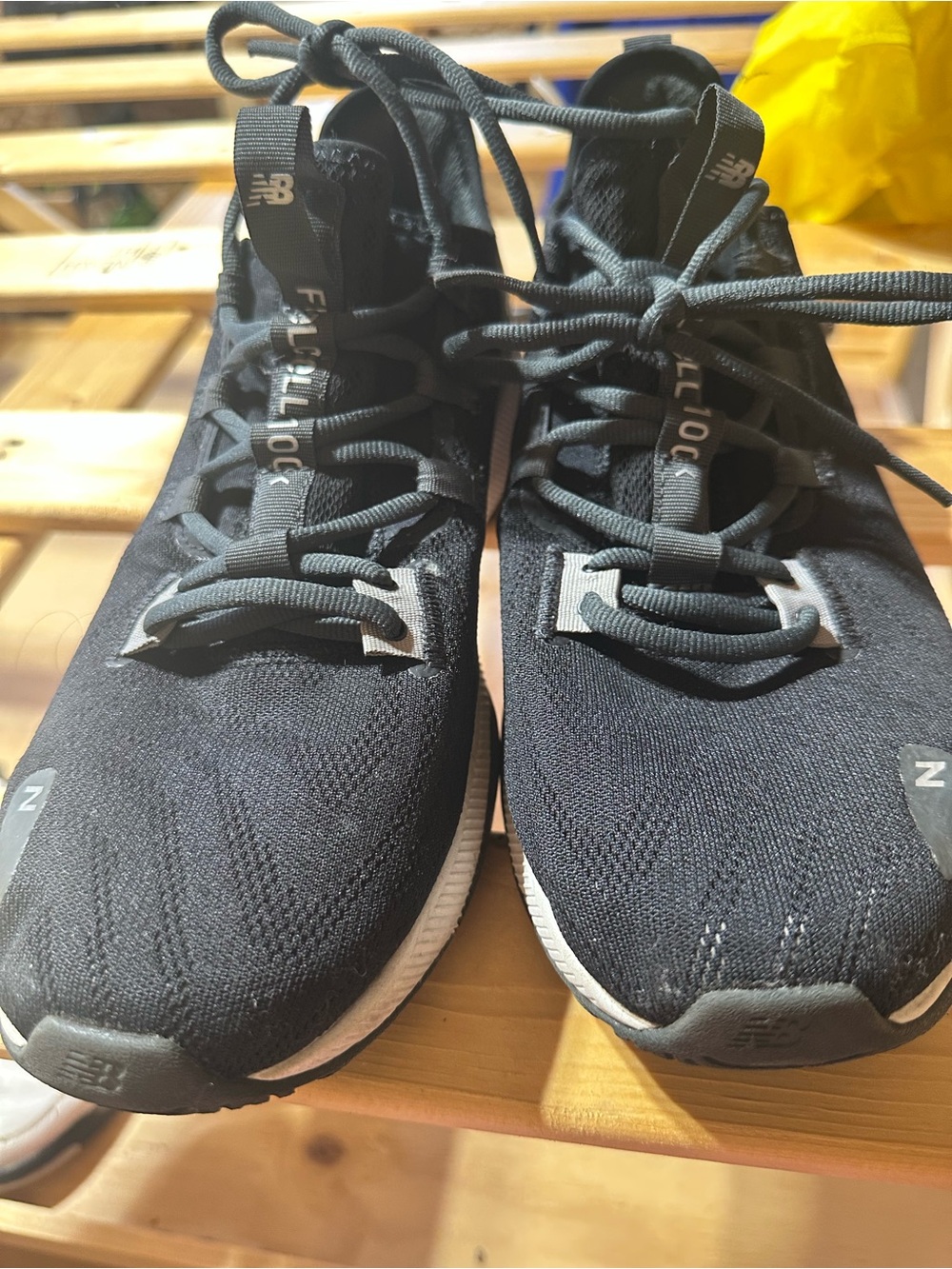 New Balance Black and White Knit Lace-Up Sneakers